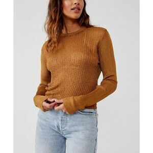 Free People Tiger Eye H20 Crew Pullover Top NWT Size S